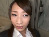 Alluring Asian office chick jerks off cock and deepthroats it on pov picture 36