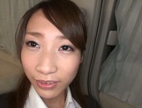 Alluring Asian office chick jerks off cock and deepthroats it on pov picture 37