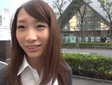 Alluring Asian office chick jerks off cock and deepthroats it on pov