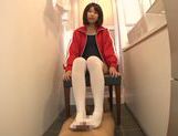 Mizuki Kiriya nice Asian teen gives a hot footjob picture 56