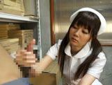 Pigtailed Japanese nurse Yurika Miyaji performs arousing wank picture 12