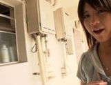 Asian amateur Koharu Aoi blowing a large cock in POV picture 19