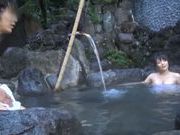 Naughty Asian babe outdoors in the public bath