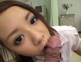 Kinky Japanese nurse Riona Kamijyou gives a titfuck on POV picture 24