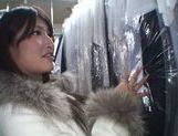 Exquisite Saki Kobashi engulfs cock in a clothing store picture 18