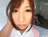 Kokomi Naruse Lovely sexy Asian doll in a white coat picture 12