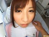 Kokomi Naruse Lovely sexy Asian doll in a white coat picture 33