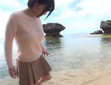 Kazari Hanasaki nice Asian teen has sex on the beach