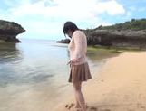 Kazari Hanasaki nice Asian teen has sex on the beach