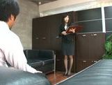Lovely model Miku Sunohara sucks dick and eats cum in the office