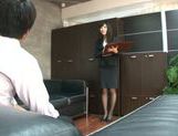 Lovely model Miku Sunohara sucks dick and eats cum in the office
