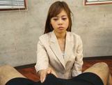 Appetizing Japanese office girl jerks off huge dick