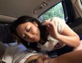 Japanese MILF cums from a vibrator and gives head in a car picture 55