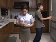 Bubble butt Asian mature chick Mai Itou hs sex in the kitchen