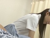 Sexy Japanese nurse in fancy pantyhose gives a blowjob and a ride picture 27