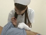Sexy Japanese nurse in fancy pantyhose gives a blowjob and a ride picture 43