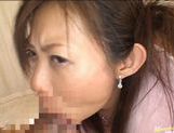 Japanese AV model swallows cum after she gives blow job picture 29