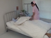 Japanese nurse Saaya Yoshimi sucks a tasty dong