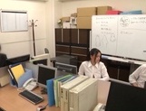 Japanese office hottie is fucked at work and creampied