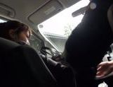 Skinny Japanese office girl sucks cock in a car picture 25