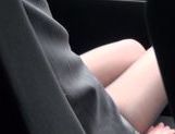 Skinny Japanese office girl sucks cock in a car picture 29