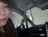 Skinny Japanese office girl sucks cock in a car picture 80