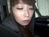 Skinny Japanese office girl sucks cock in a car picture 81