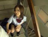 Naughty Japanese AV Model in school uniform gives hot handjob picture 59