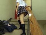 Naughty Japanese AV Model in school uniform gives hot handjob picture 80
