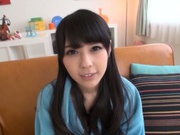Dark-haired Japanese sweetie Ruka Kanae shows off her small tits