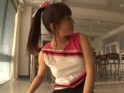 Horny Japanese AV Model is a nice teen in cheerleader clothes