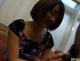 Miyuki Asian babe gives a hot blowjob picture 29