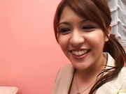 Mina Nakano gives an amazing blowjob and takes cum in mouth.