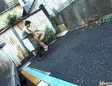 Outdoor slurping on a cock by sexy naked Mai Sakurai picture 19