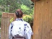 Ai Komori hot mature Japanese babe gets tit fuck outdoors