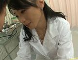 Horny guy gets a nice treatmen by a babetie nurse called Natsumi Kitahara. picture 4