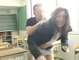 Hot classroom sex with Japanese AV Model enjoying cumshot! picture 11