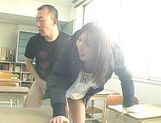 Hot classroom sex with Japanese AV Model enjoying cumshot! picture 18