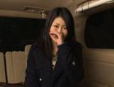 POV hot cock sucking at the back of a car by a cute Japanese model