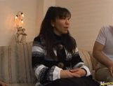 Filthy Japanese MILF in tight pantyhose pussy licked and giving blowjob