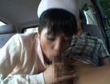 Hot Asian nurse has sex in a car picture 47
