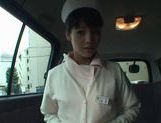 Hot Asian nurse has sex in a car picture 54