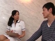 Experienced nurse of Japanese erection recovery clinic treat sexy guy