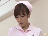 Smokin' hot shaved Japanese nurse pumps out a load