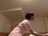Naughty Asian nurse Yuu Shinoda gives a foot job and bounces on cock picture 116