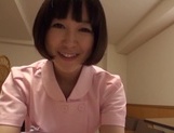 Naughty Asian nurse Yuu Shinoda gives a foot job and bounces on cock picture 53