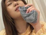 Babe Megu Hayasaka spreads legs and fingers pussy picture 11