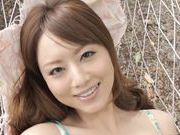Akiho Yoshizawa pretty Asian milf enjoys sex outdoors
