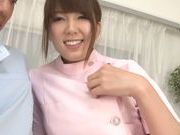 Yui Hatano Asian nurse in sexy pantyhose gives pov footjob