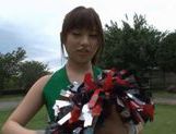 Sexy Japanese teen age cheer leader girl is having fun with sex toys picture 12